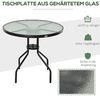 Outsunny Gartentisch Balkontisch Garten Beistelltisch Bistrotisch Gartenmöbel mit Schirmloch Hartglas + Metall Schwarz 80x72 Bild 5