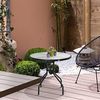 Outsunny Gartentisch Balkontisch Garten Beistelltisch Bistrotisch Gartenmöbel mit Schirmloch Hartglas + Metall Schwarz 80x72 Bild 2