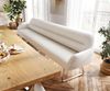 Esszimmerbank Taya-Flex 300 cm Bouclé Creme-Weiß Kufengestell flach Edelstahl Taschenfederkern Bild 2