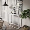lukmebel Moderner Universal-Konsolentisch für Flur Wohnzimmer Schlafzimmer Industriestil Design laminierte Platte Platte Plus Stahlrahmen Schutzkante 30 x 80 x 80 cm Weiß/Levanto-Marmor Bild 2