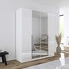 Rauch Möbel Alabama, Kleiderschrank, Garderobe, 4-türig, Spiegel, Zubehör Premium, 2 Kleiderstangen, 7 Einlegeböden, Schubladeneinsatz, Farbe Hochglanz Weiß/Weiß, Griff Grau metallic, 181 x 229 x 54 cm Bild 2