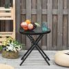 Outsunny Gartentisch Beistelltisch Bistrotisch mit Glasplatte rund klappbar Metall Ø45 schwarz Bild 2