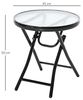 Outsunny Gartentisch Beistelltisch Bistrotisch mit Glasplatte rund klappbar Metall Ø45 schwarz Bild 3