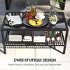 Outsunny Gartentisch Rattan-Couchtisch (Balkontisch, 1-St, Rattantisch), zweistufiger Stauraum, gehärtete Glasplatte Bild 4
