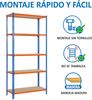 SimonRack Schwerlastregal, Lagerregal, 200 x 110 x 50 cm, Metallregal, Kellerregal, Biegestelle 200 kg, 5 Holzfachböden, Blau/Orange/Holz - Maderclick Bild 5