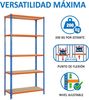 SimonRack Schwerlastregal, Lagerregal, 200 x 110 x 50 cm, Metallregal, Kellerregal, Biegestelle 200 kg, 5 Holzfachböden, Blau/Orange/Holz - Maderclick Bild 4