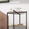 HOMCOM Beistelltisch mit Korb aus Stoff, Stauraum, Rund (Couchtisch, 1-St, Kaffeetisch), für Wohnzimmer, Schlafzimmer, 44 x 44 x 56 cm, Stahl, Grau+Weiß Bild 5