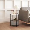 HOMCOM Beistelltisch mit Korb aus Stoff, Stauraum, Rund (Couchtisch, 1-St, Kaffeetisch), für Wohnzimmer, Schlafzimmer, 44 x 44 x 56 cm, Stahl, Grau+Weiß Bild 2