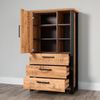 trendteam smart living - Enna - Highboard - Mango/Schwarz - Stauraumschrank mit 1 Tür, 3 Schubladen, 3 offenen Fächern und 4 Einlegeböden - (BxHxT) 87 x 155 x 45 cm - Schubkasten-Vollauszug Bild 3