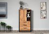 trendteam smart living - Enna - Highboard - Mango/Schwarz - Stauraumschrank mit 1 Tür, 3 Schubladen, 3 offenen Fächern und 4 Einlegeböden - (BxHxT) 87 x 155 x 45 cm - Schubkasten-Vollauszug Bild 2