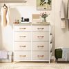 DWVO Kommode mit 8 Schubladen, langlebiger Schrank mit Haken & Seitentaschen, Stoffschubladen mit Griffen, Robustes Metallgestell, Beige Bild 4