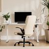 Sweetcrispy Bürostuhl, Ergonomisches Pu-Leder Chefsessel, mit Hochklappbaren Armlehnen, Bürostuhl Leder mit Drehbaren Rädern, Geeignet für Büros, Zuhause und Andere Umgebungen (Weiß) Bild 2