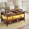 YITAHOME Couchtisch Höhenverstellbar, Wohnzimmertisch mit Verstecktem Ablagefach für für Wohnzimmer, Büro, couchtisch mit stauraum und 2 Schublade und LED-Lichtleiste 106 x 50 x 51,5 cm Bild 2