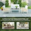 Outsunny Sitzgruppe mit 2er Sofa, Sessel, Glastisch, Kissen, (Lounge-Set für 4 Personen, 4-tlg, Gartenmöbel Set aus Polyrattan), für Garten Balkon Braun+Grau Bild 3