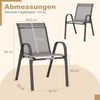 FANTASK Gartenstühle stapelbar, Terrassenstühle, Balkonstühle aus Textilene & Metallgestell, 4er Set Stapelstühle mit Armlehnen, bis 150 kg belastbar, 56 x 70 x 84 cm (Grau) Bild 2