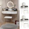 Eckschminktisch Amira Weiß Hochglanz 99 cm mit LED Spiegel, Hocker und USB Vicco Bild 2