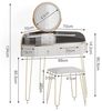Eckschminktisch Amira Weiß Hochglanz 99 cm mit LED Spiegel, Hocker und USB Vicco Bild 3