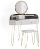 Eckschminktisch Amira Weiß Hochglanz 99 cm mit LED Spiegel, Hocker und USB Vicco Bild 4