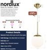 Nordlux Moderne Pendelleuchten Grant 15 Ø 15 Cm Messing 1-flammig Kugelförmig, Gold, metallisch, weiß, Glas, Metall, 2010553035 Bild 2