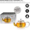 Creano Teekanne Creano doppelwandige Glas-Teekanne 1,2l mit Edelstahlfilter - tropffre, (1er-Set, 2-St), tropffrei Bild 4