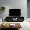 Selsey Lefyr – TV-Lowboard mit LED-Beleuchtung 140 cm (Schwarz Matt/Schwarz Hochglanz) Bild 2