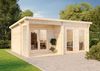 Alpholz Gartenhaus Orkus Gartenhaus aus Holz in Pinie Holzhaus mit 44 mm Wandstärke inklusive Terrasse Blockbohlenhaus Bild 2