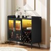 YITAHOME Barschrank mit verstellbaren LED-Lichtern, Kaffeebar mit Weinregal & Haken & Acryl-Türschrank, Küche Buffet Sideboard für Home Bar/Esszimmer/Wohnzimmer, Schwarz Bild 4