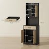 HOMCOM Mehrzweckschrank für Küche, Esszimmer (Hochschrank, 1-St, Buffetschrank) mit Kabelmanagementloch, Naturholz+Schwarz Bild 3