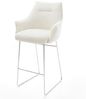 Barstuhl Alja-Flex Bouclé Soft Beige Kufengestell Edelstahl Silberfarben Taschenfederkern Bild 2