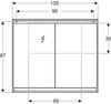 Geberit ONE Spiegelschrank mit ComfortLight, 2 Türen, Aufputzmontage, 105 x 90 x 15 cm, 505.814.00, Farbe: weiss / Aluminium pulverbeschichtet - 505.814.00.2 Bild 3
