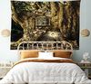ABAKUHAUS Fantasie Wandteppich und Tagesdecke, Märchenhaus Baum aus Weiches Mikrofaser Stoff Waschbar ohne Verblassen Digitaldruck, 230x140 cm, Braun Bild 3