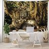 ABAKUHAUS Fantasie Wandteppich und Tagesdecke, Märchenhaus Baum aus Weiches Mikrofaser Stoff Waschbar ohne Verblassen Digitaldruck, 230x140 cm, Braun Bild 5