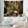 ABAKUHAUS Fantasie Wandteppich und Tagesdecke, Märchenhaus Baum aus Weiches Mikrofaser Stoff Waschbar ohne Verblassen Digitaldruck, 230x140 cm, Braun Bild 4
