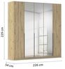 Rauch Möbel Alabama, Kleiderschrank, Garderobenschrank, 5-türig, Spiegel, Zubehör Basic, 3 Kleiderstangen, 6 Einlegeböden, Farbe Eiche Artisan, Holz, Griff Grau metallic, 226 x 229 x 54 cm Bild 3