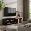 Skraut Home | TV-Schrank, Lowboard | für Wohnzimmer und Esszimmer | 200 x 45 x 35 cm | Für TV-Geräte bis zu 80" | Elektrokamin. Maße | Moderner Stil | Eiche Schwarz Bild 4