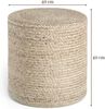 Hanse Home Jutta Jute Pouf - Natürlicher Sitz-Pouf aus Jute, Zylindrische Form im Boho Look, Hocker, Ottoman, Sitzhocker, Sitzkissen für Wohnzimmer, Esszimmer, Flur - Natur Greige, 40 x 40 x 40 Bild 3