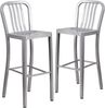 Flash Furniture Barhocker mit Rückenlehne – Metall-Barstuhl für Innen- und Außenbereich – Tresenstuhl ideal für die gewerbliche Nutzung – 2er Set – Silber Bild 3