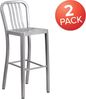 Flash Furniture Barhocker mit Rückenlehne – Metall-Barstuhl für Innen- und Außenbereich – Tresenstuhl ideal für die gewerbliche Nutzung – 2er Set – Silber Bild 4