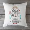 GRAVURZEILE Zierkissen mit Spruch - Glück ist - Geschenk für Freunde & Familie -, starke Farben ohne verblassen - Bruder - mit Füllung Bild 4