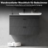 HOMCOM Waschbeckenunterschrank mit Keramikwaschbecken, 2 Soft-Close-Schubladen (Hängender Unterschrank, 1-St, Waschtischunterschrank) Schwarz, 76 x 46 x 50 cm Bild 4