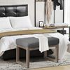 CangLong 70cm Rechteckiger Fußhocker Bequemer Stoff gepolstert Holzbank Sitz für Wohnzimmer, Schlafzimmer & Outdoor, Grau Bild 2