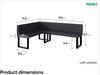 MEBLINI Eckbank für Esszimmer mit ausziehbarem Tisch - Küchenbank - Essecke - Sitzecke Küche - PETER - U-Beine 142x196x87cm Links - Dunkelgrau Kunstleder/B Weiß Hochgl. Bild 3
