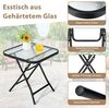 FANTASK Klapptisch quadratisch, wetterfester Beistelltisch, Gartentisch mit Tischplatte aus gehärtetem Glas, für Balkon, Garten, Terrasse, 46,5 x 46,5 x 42 cm Bild 3