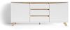 byLIVING Sideboard VALENTIN / Kommode matt weiß mit Absetzung in Eiche-Optik / Schrank mit 2 Türen und 3 Schubkästen / Im Scandi-Style / Grifflos / B 180, H 80, T 38 cm Bild 5