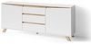 byLIVING Sideboard VALENTIN / Kommode matt weiß mit Absetzung in Eiche-Optik / Schrank mit 2 Türen und 3 Schubkästen / Im Scandi-Style / Grifflos / B 180, H 80, T 38 cm Bild 4