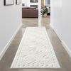 Teppich Läufer fürs Flur - 80x300cm - Hochflor - Boho - Pastell Creme - Einfarbig - Modern Raute Muster- Skandinavisch Flauschig Weich - Schlafzimmer Bild 3