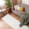 Teppich Läufer fürs Flur - 80x300cm - Hochflor - Boho - Pastell Creme - Einfarbig - Modern Raute Muster- Skandinavisch Flauschig Weich - Schlafzimmer Bild 4