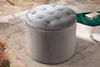 Eleganter Hocker MODERN BAROCK 50cm Silbergrau Samt Couchtisch Tisch Aufbewahrungskorb Sitzhocker Bild 3