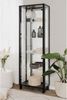 Finori Albi 52B Vitrine, schwarz / Spiegel | Vitrine für Wohnzimmer | Maß: B x H x T ca. 62 x 189 x 33 cm | Vitrine mit 2 Glastüren und 4 Glaseinlegeböden (davon 2 Konstruktionsböden) Bild 3
