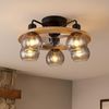 GLOBO LIGHTING Deckenleuchte, Leuchtmittel nicht inklusive, Deckenventilator Deckenlampe Ventilatorleuchte Fernbedienung Holz Glas Bild 5